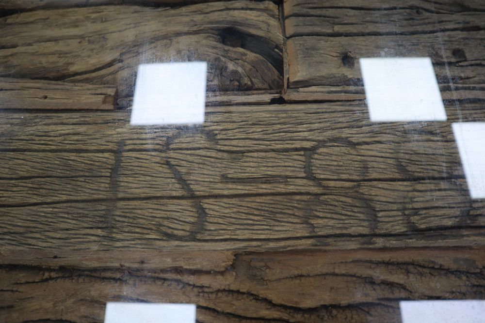 A contemporary Barker & Stonehouse Caspian driftwood and chrome rectangular dining table, width 245cm, depth 105cm, height 78cm